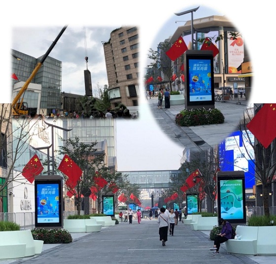 视摩|杭州湖滨路步行街户外智能广告牌系统喜迎元旦佳节！