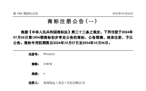 从商标注册看AIWW的未来，构建更强品牌护城河