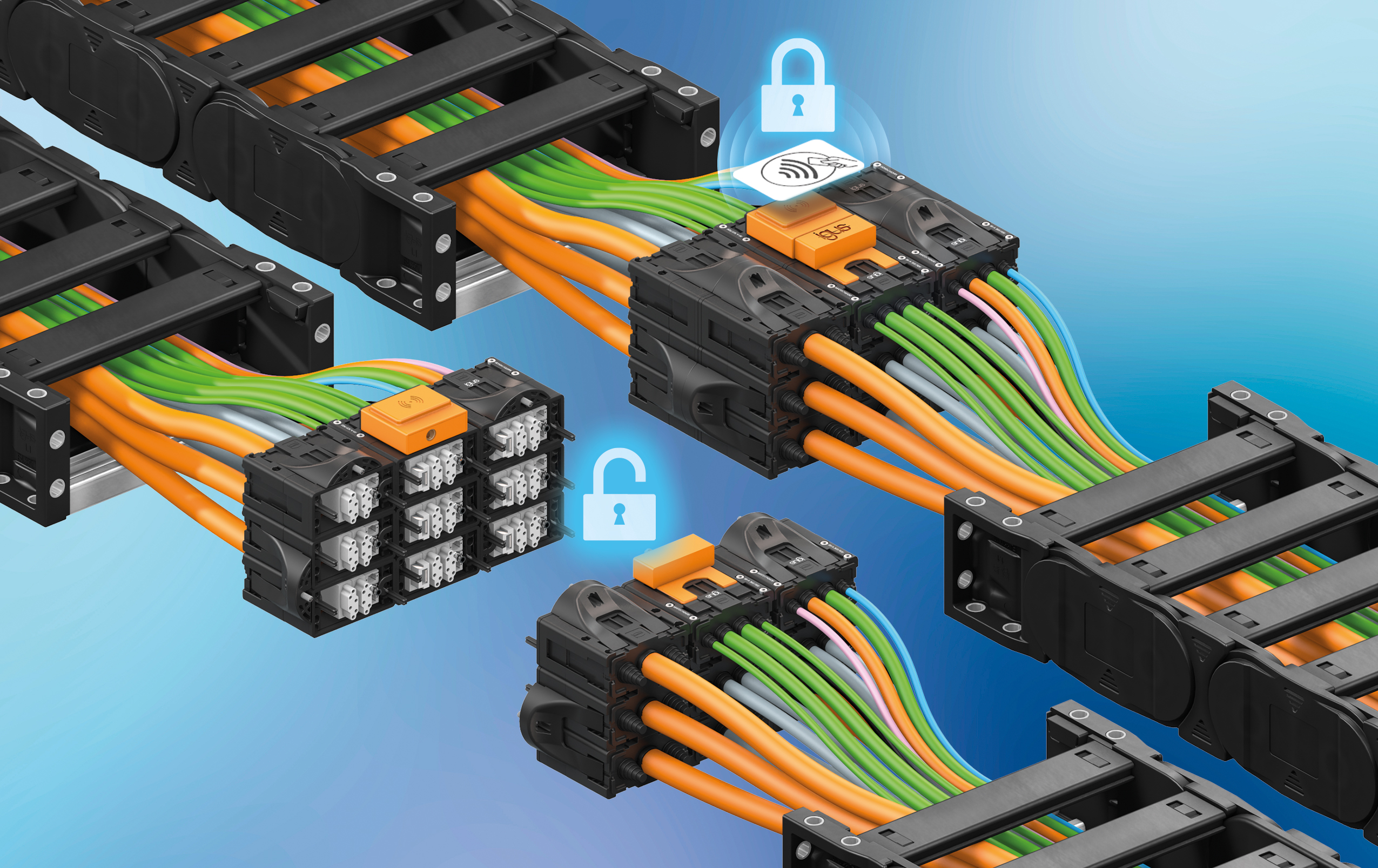 为拖链提供更强安全保障:igus推出用于模块化接头(Module Connect)的RFID锁 为拖链提供更强安全保障:igus推出用于模块化接头(Module Connect)的RFID锁